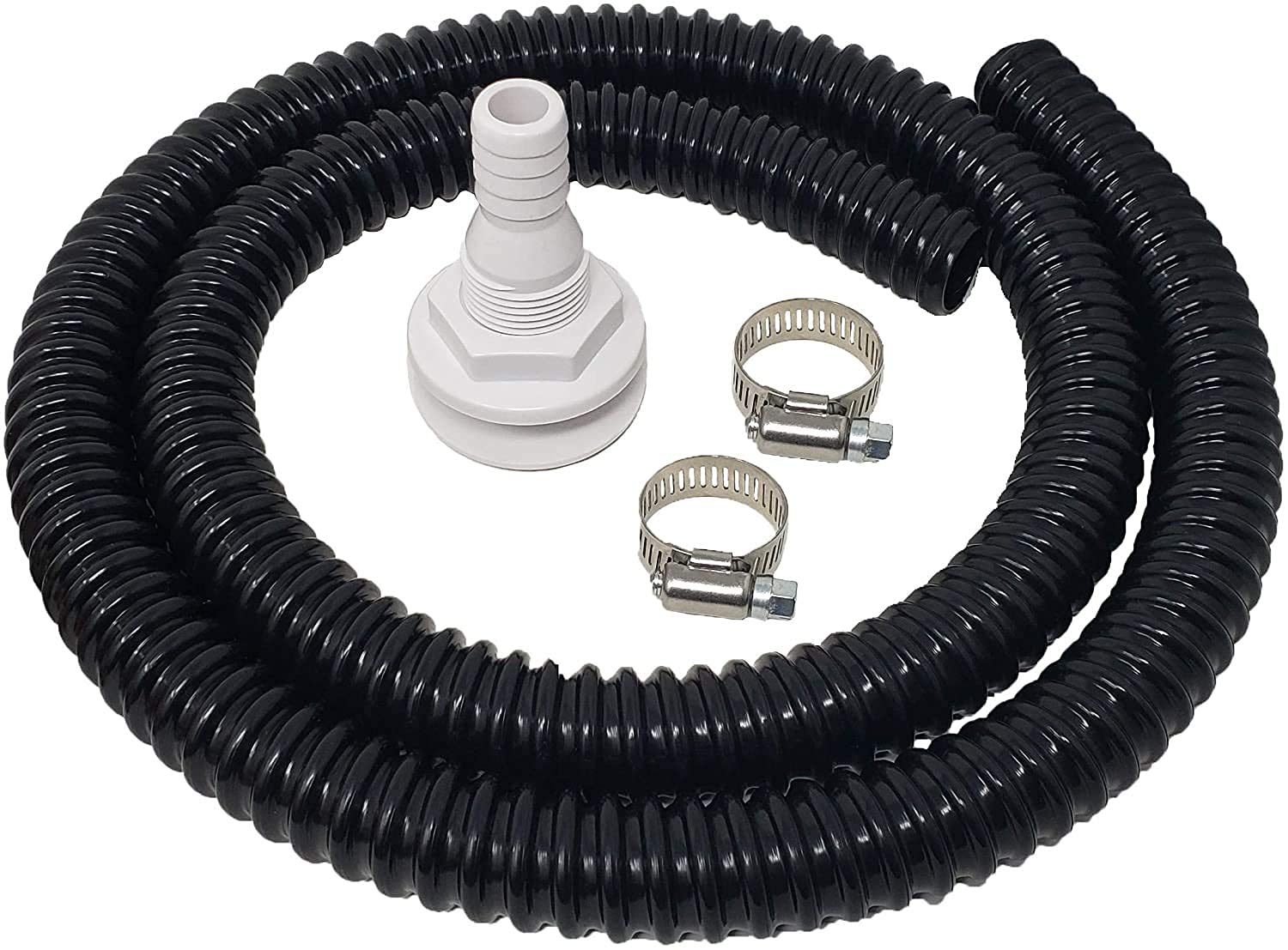 Sealproof Bilge Pump Hose 1-1/8-Inch Dia Plumbing Kit | 6 FT Premium Quality Kinkfree Flexible PVC Hose Made in USA | Includes 2 Hose Clamps and Thru-Hull Fitting - Opticdeals