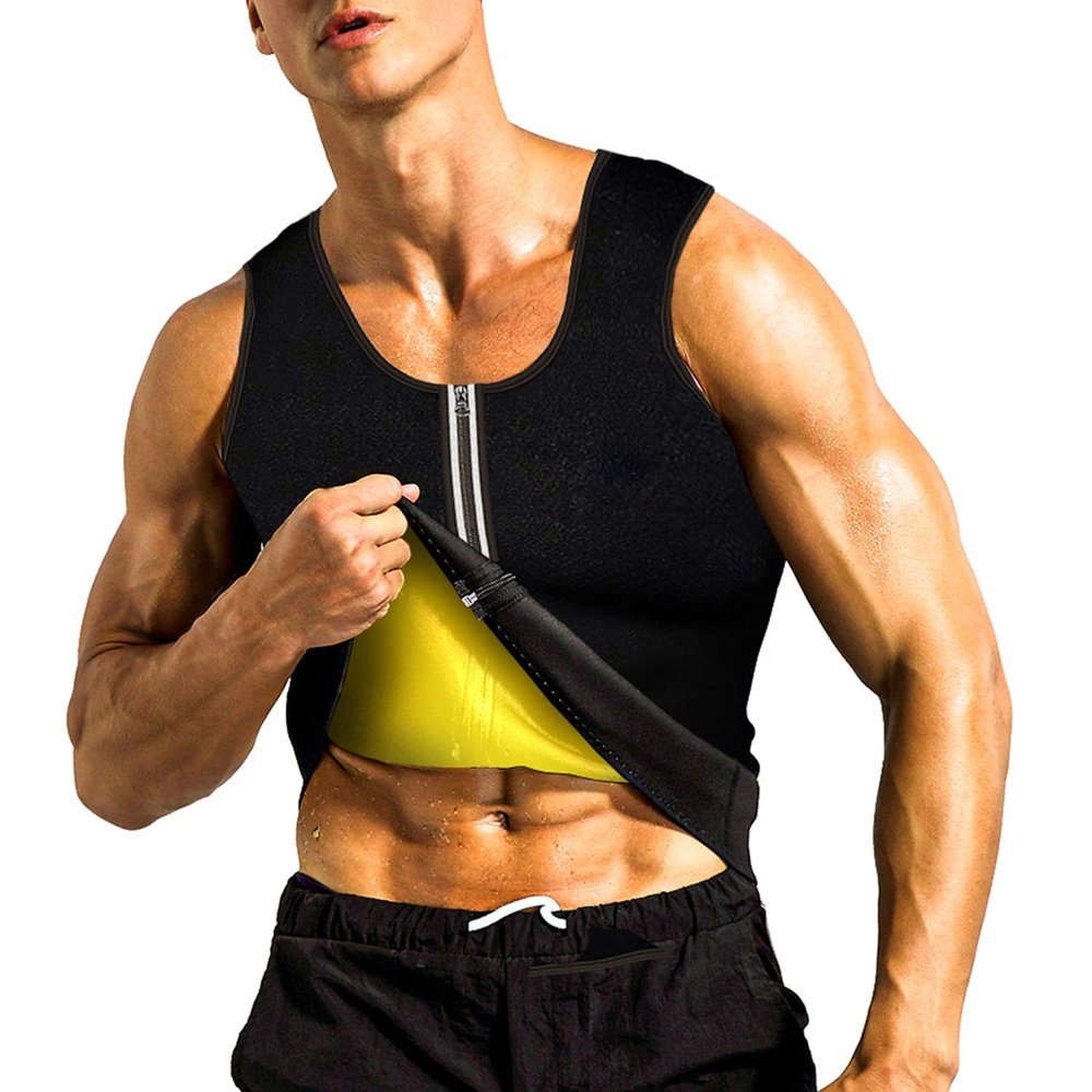 ZOME Mens Sauna Suit Waist Trainer Vest Hot Sweat Neoprene Body Shaper Tummy - Opticdeals