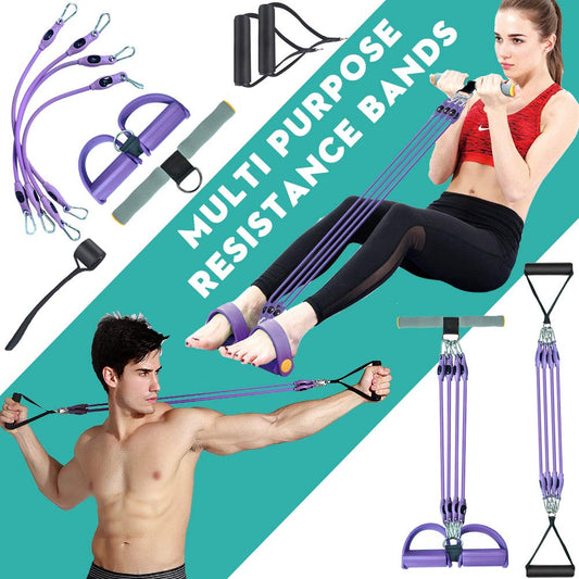 Resistance Bands Set Elastic Sit Up Rope Full-Body Workout"  Purple, for - Opticdeals