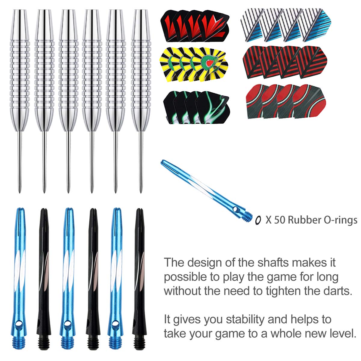 Steel Tip DartsSet Of 6, 24 Grams With Portable Storage Case - Opticdeals