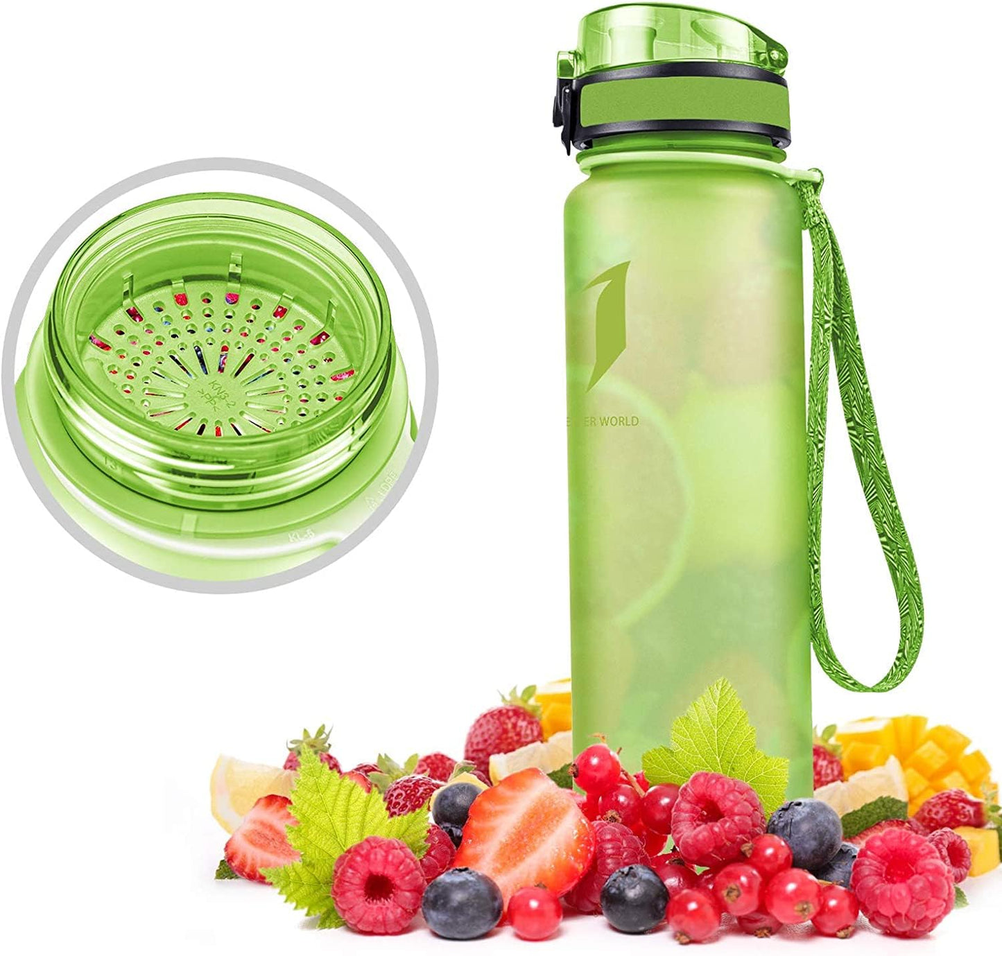 Super Sparrow Water Bottle - 12 oz  Green BPA & Toxic Free Tritan Water Bottles - One Touch Opening - Leak-proof Plastic Bottle - Kids Water Bottle for Office, Gym, Outdoor, Sports - Opticdeals