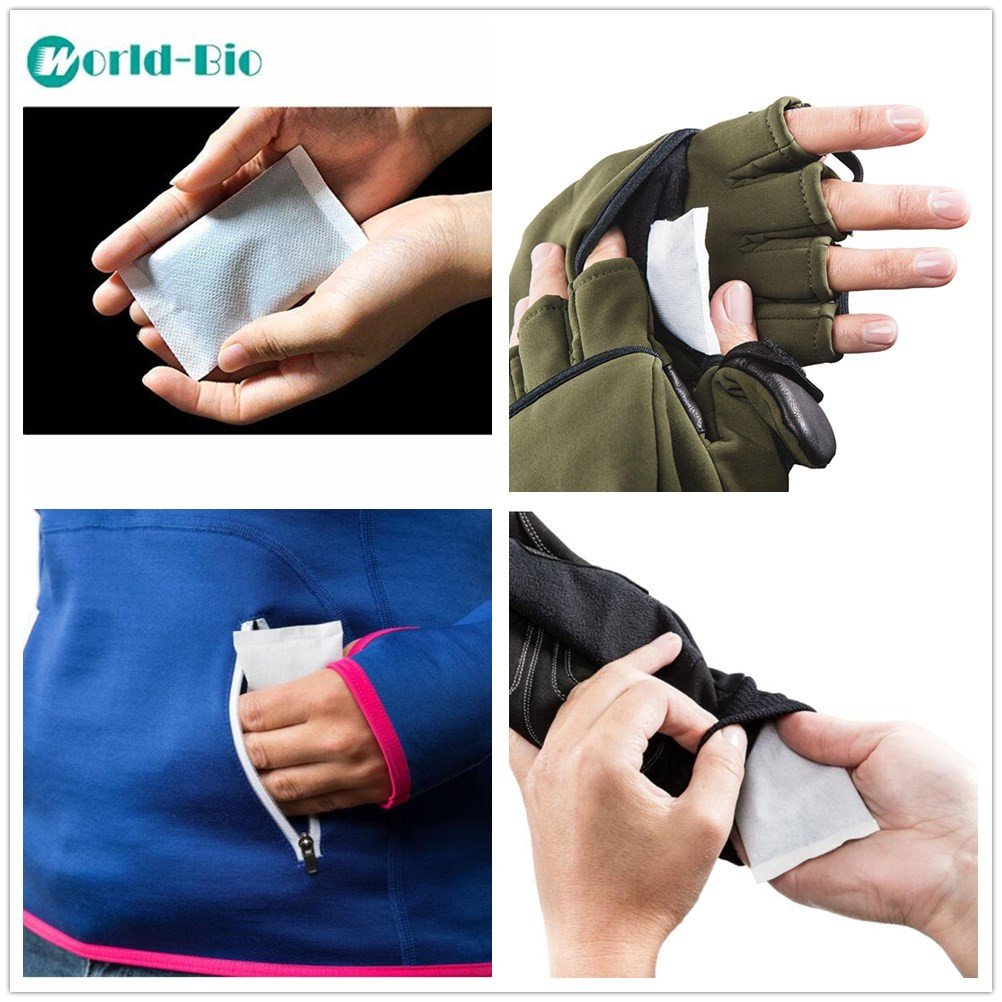 WORLD-BIO Hand Warmers Disposable - Hot Pack for Body Hands 20 Packs - Air Activated Hand Warmer Pack Long Lasting for 8 Hours Warm - Heat Packets for Hands and Feet - Opticdeals