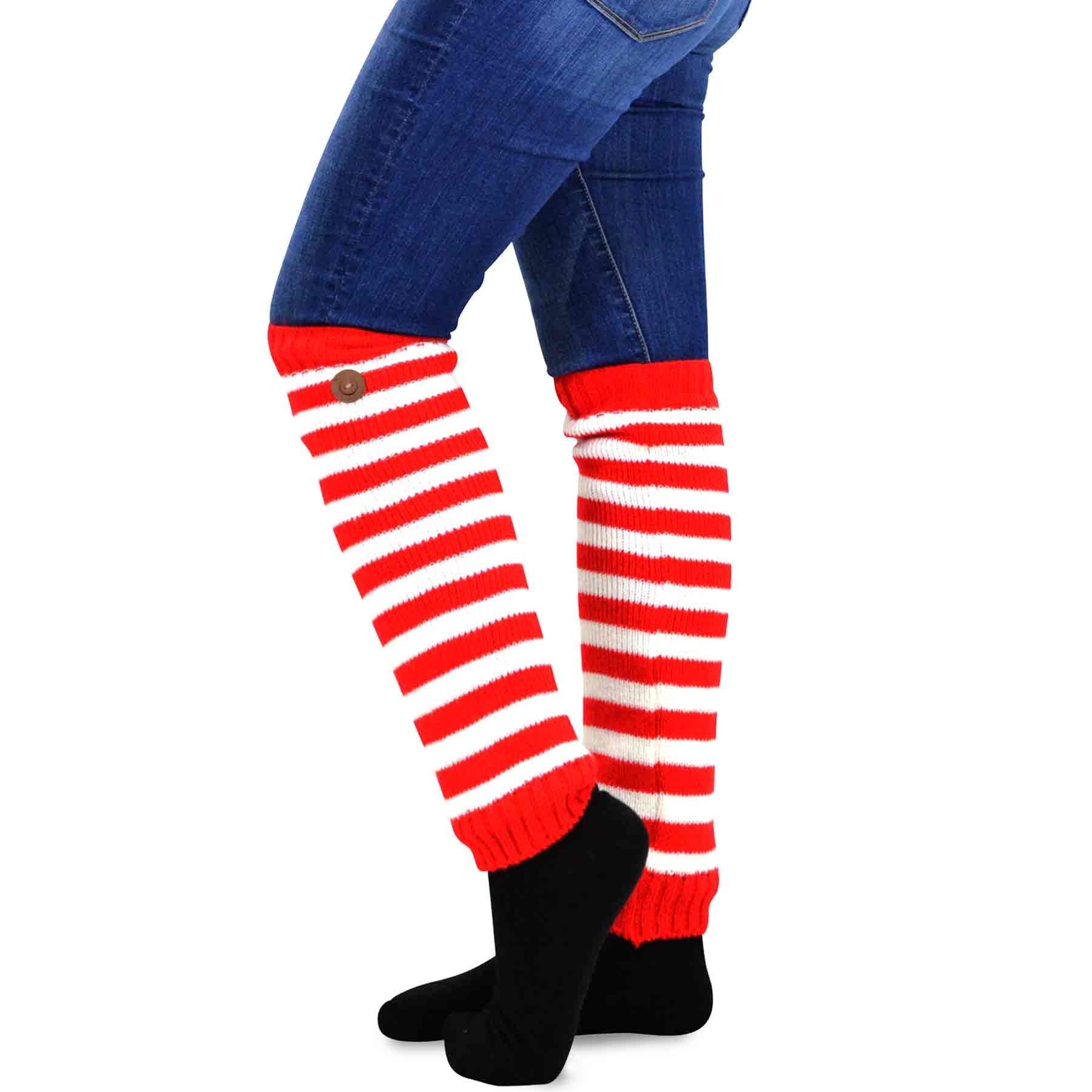 TeeHee Cute Christmas Holiday Winter Leg warmers with Button for Women 3pairs - Opticdeals
