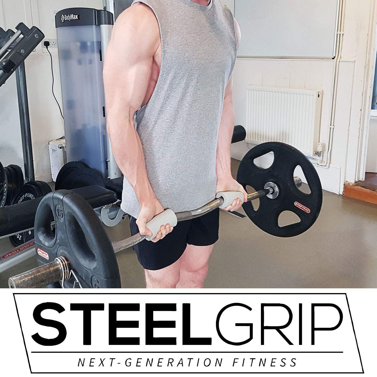 Steelgrip Thick Bar Grips for Dumbbell and Barbell, Thick Silicone Arm Blasters - Opticdeals