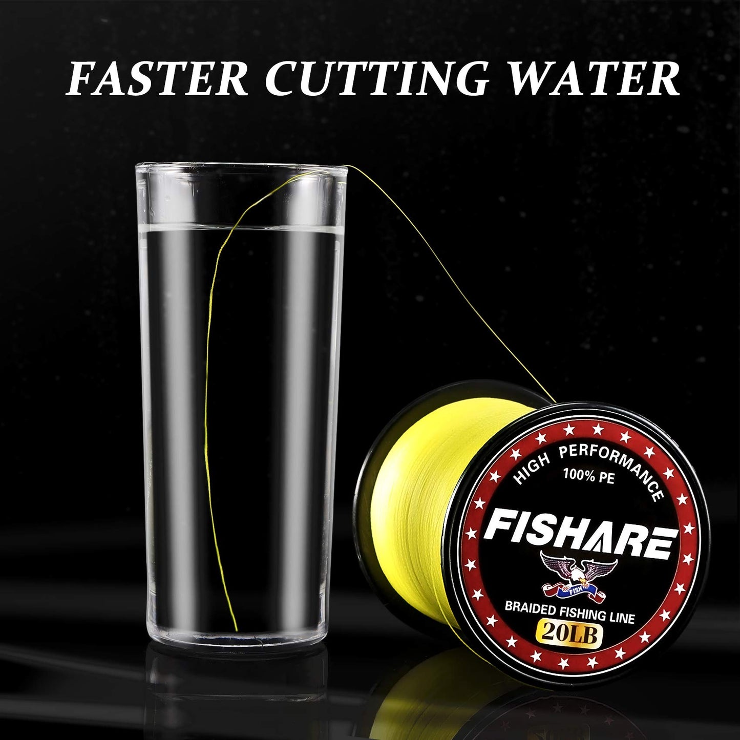 FISHARE 4 Strands Neonyellow Braided Fishing Line - 500YD,20LB - Opticdeals