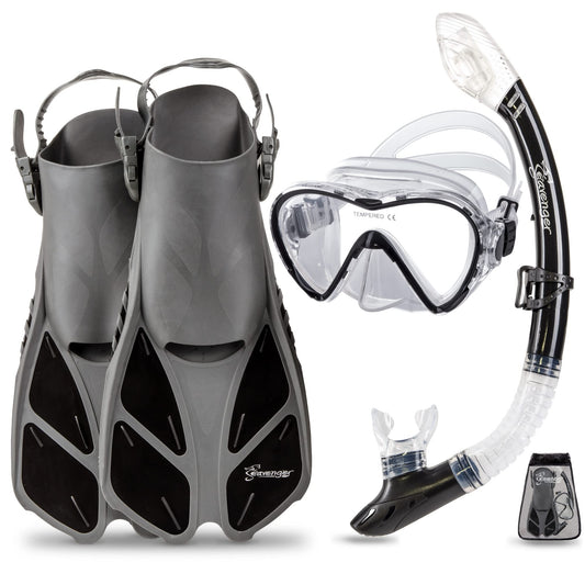 Seavenger Aviator Snorkeling Set with Gear Bag (L/XL, Bubblegum Pink) - Opticdeals