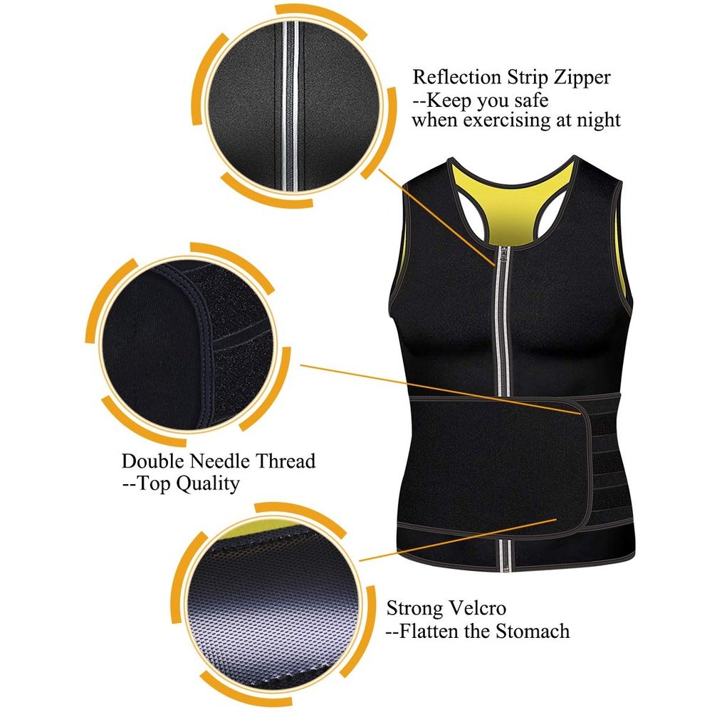 ZOME Mens Sauna Suit Waist Trainer Vest Hot Sweat Neoprene Body Shaper Tummy - Opticdeals