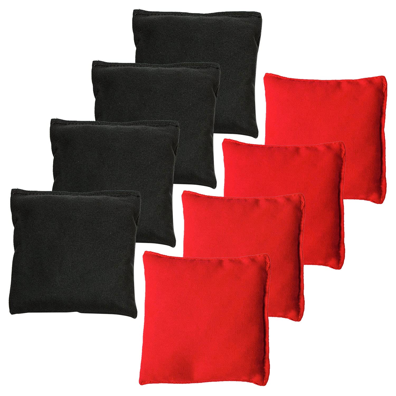 Corn Hole Bags, Set of 8 Weather Resistant Standard Regulation (Black/Red) - Opticdeals