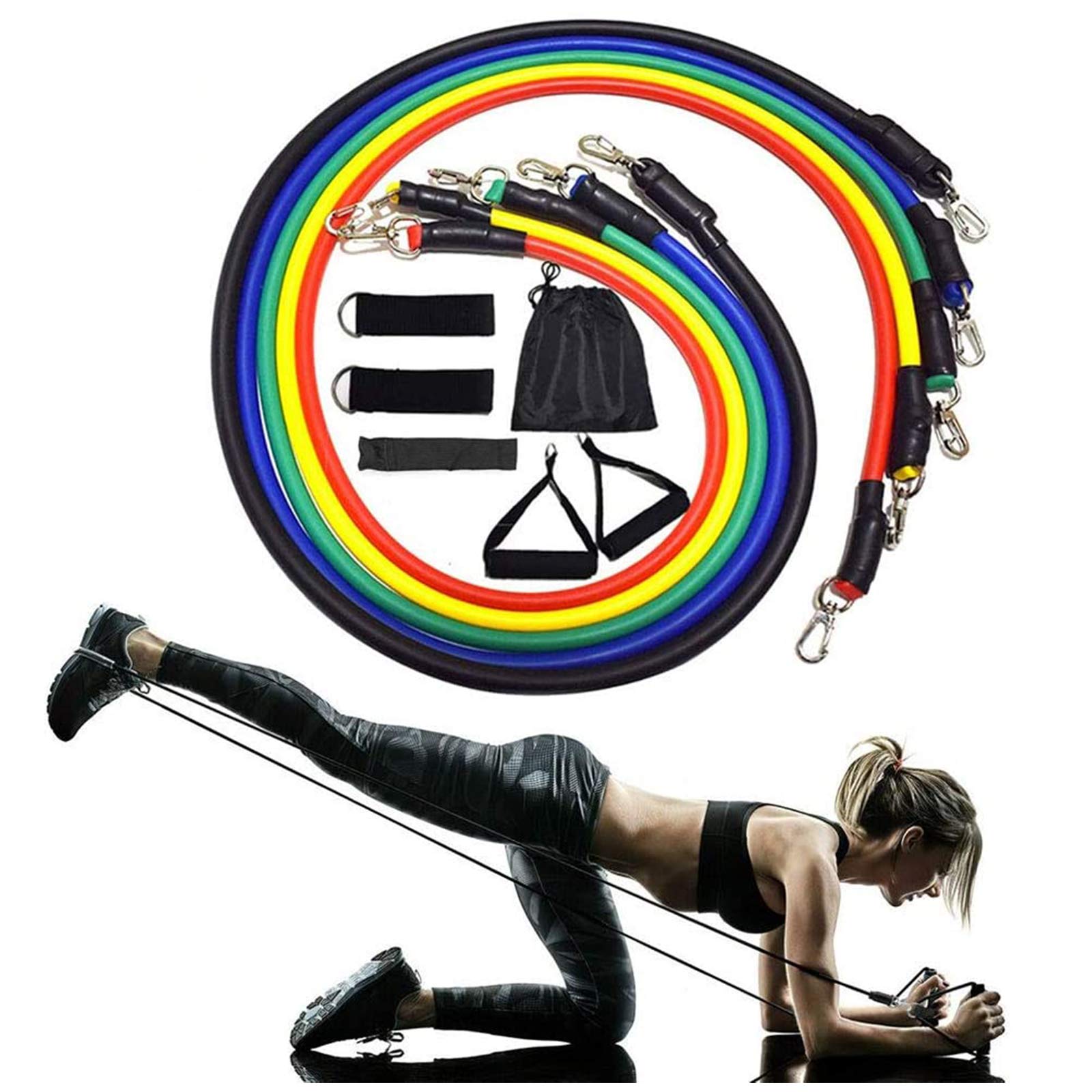 Resistance Bands Set 11pcs 100lbs of Total Weight Resistance - Opticdeals