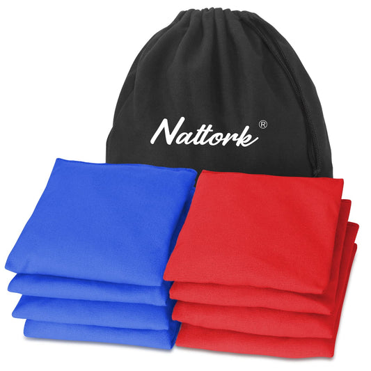 Nattork Cornhole Bags Premium Weather Duckcloth Corn Hole Bean Bags Cornhole Bags Set of 8 Regulation - Cornhole Toss Game - Red and Blue - Opticdeals