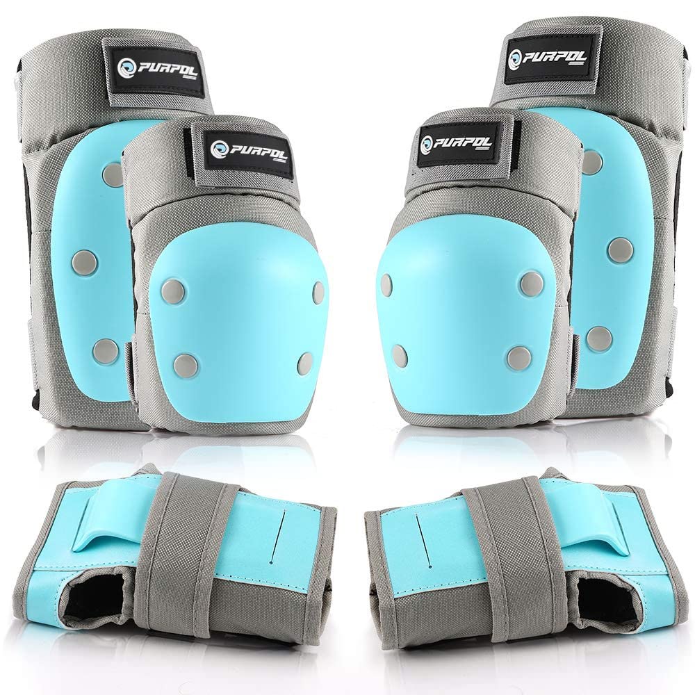 Purpol Kids Youth Adult Knee Pads Elbow Pads Wrist Guards 3 in 1 Protective Gear Set for Multi Sports Skateboarding Inline Roller-Skating Cycling Biking BMX Bicycle Scooter - Opticdeals