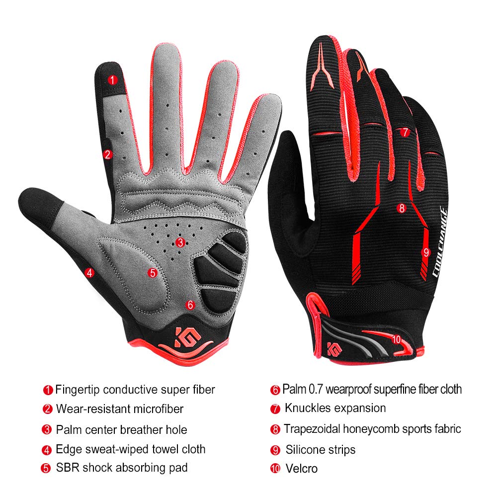 Full Finger Bike Gloves Unisex Outdoor Touch Screen Sz L Cycling Gloves Road Mountain Bike Bicycle Gloves - Opticdeals