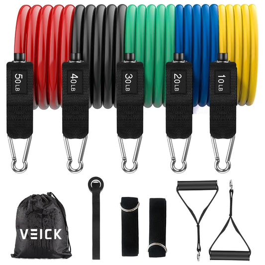 VEICK Resistance Bands, Exercise Bands, Workout Bands, Resistance Bands for Working Out with Handles for Men and Women, Exercising Bands for Strength Training Equipment at Home - Opticdeals