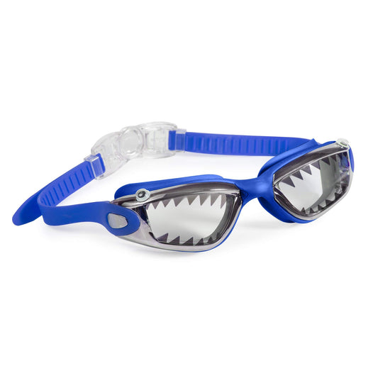 Bling2o Boys Royal Blue Shark Teeth Swimming Goggles with UV Protection (Ages 5+ up) - Latex-Free, 100% Silicone Material - Includes Anti-Fog & UV Protection - Hard Protective Cover & Adjustable Strap - Opticdeals