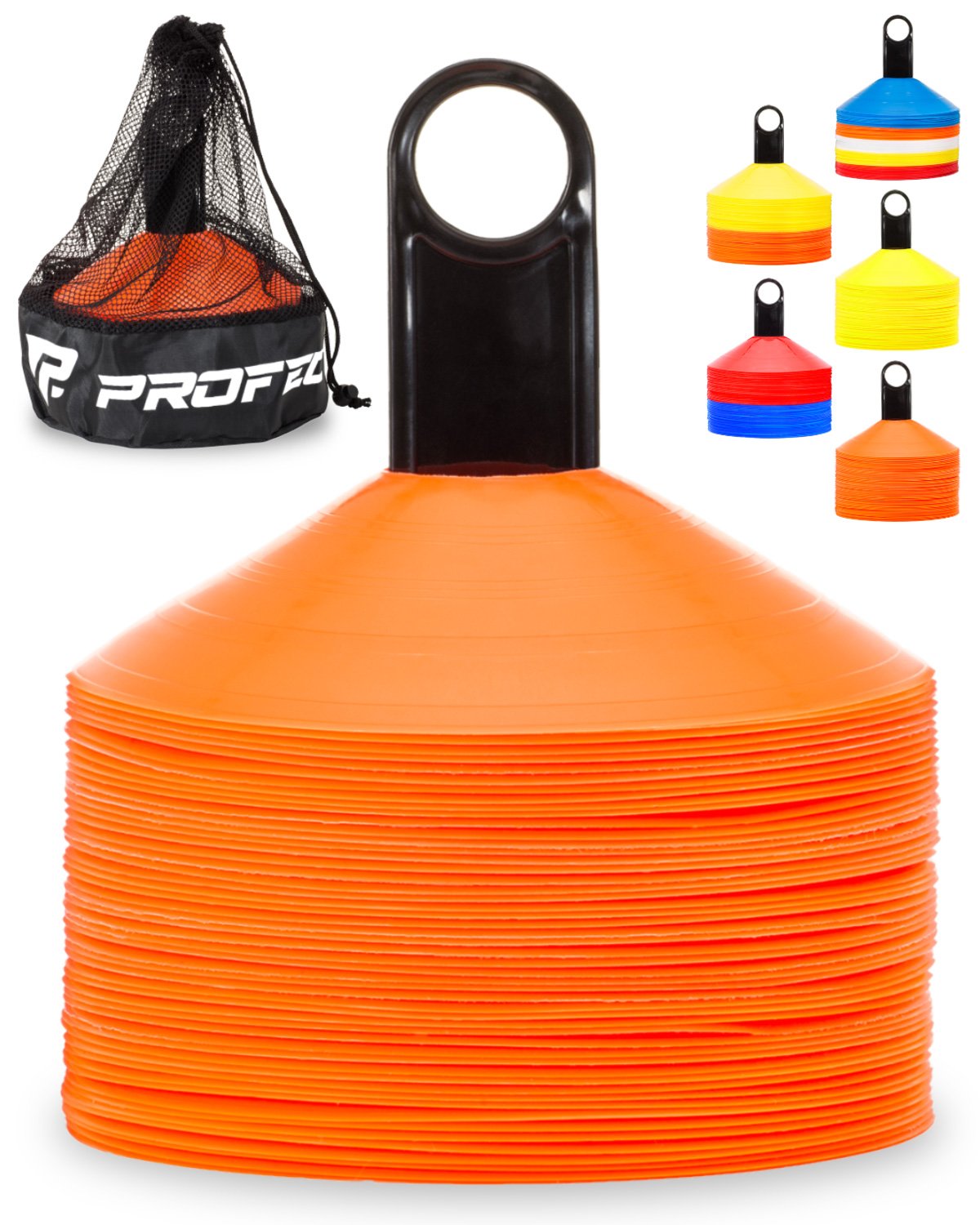 Pro Disc  Agility Training Cones Set of 50 With Carry Bag And Holder  Orange) - Opticdeals