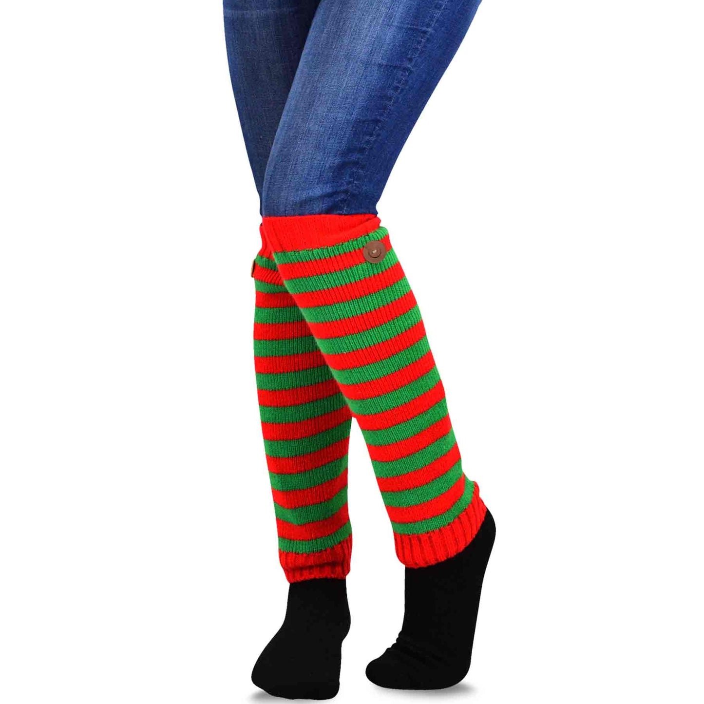 TeeHee Cute Christmas Holiday Winter Leg warmers with Button for Women 3pairs - Opticdeals