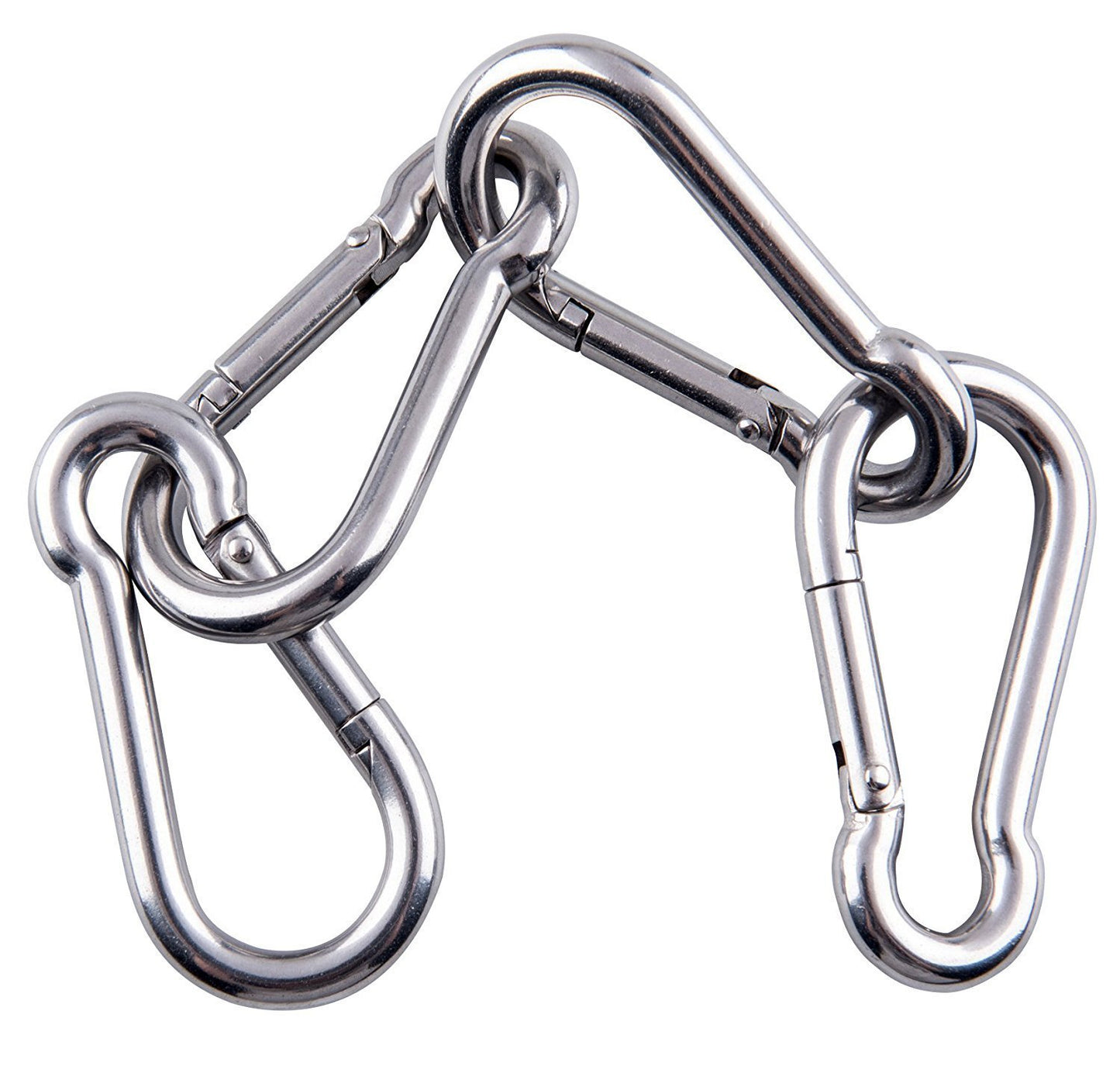 sprookber Stainless Steel Carabiner Spring Snap Hook - 304 Stainless Steel Heavy Duty Clips, Set of 4 (3.15 Inch) - Opticdeals