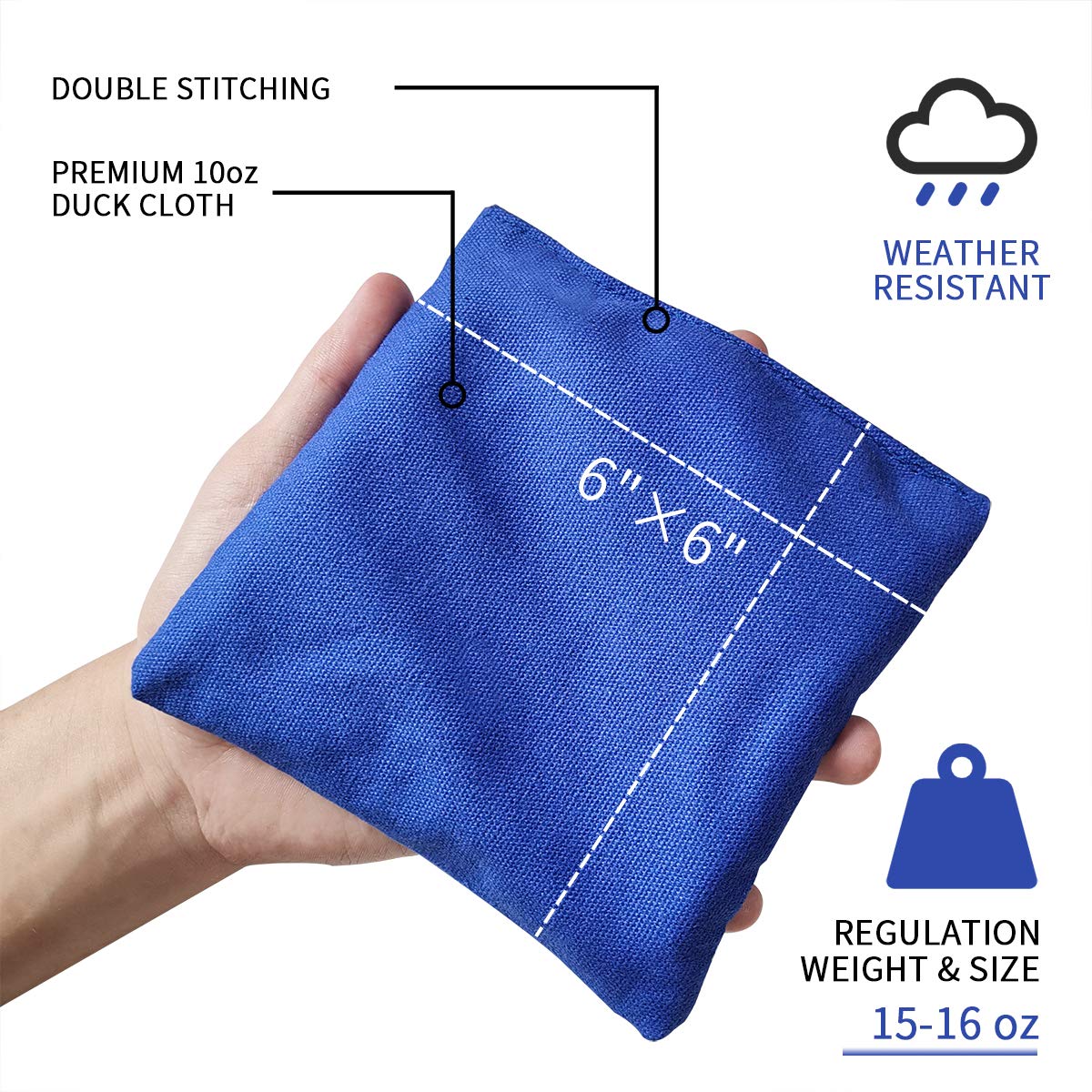 Nattork Cornhole Bags Premium Weather Duckcloth Corn Hole Bean Bags Cornhole Bags Set of 8 Regulation - Cornhole Toss Game - Red and Blue - Opticdeals