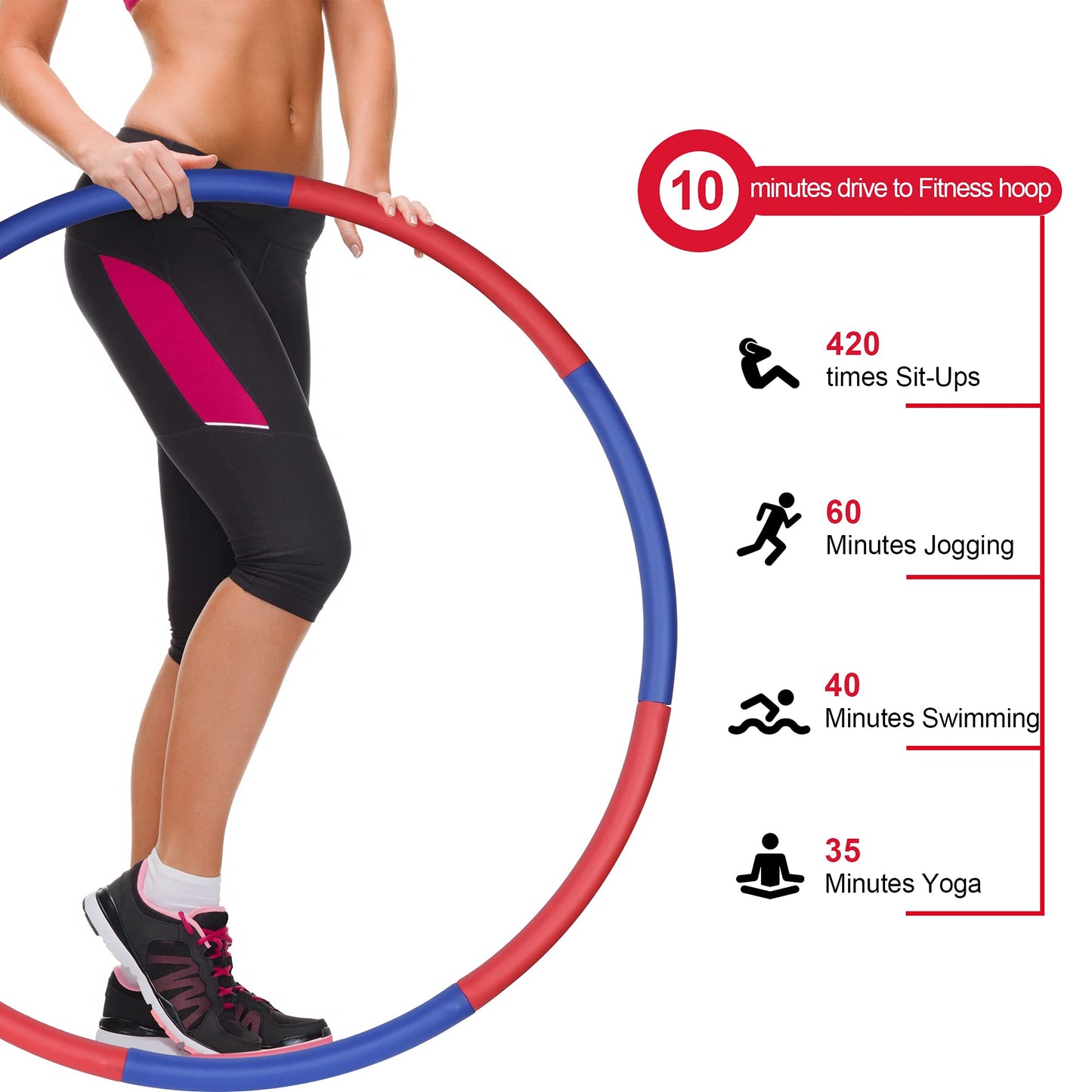 Exercise Hula Hoop For Weight Loss Detachable Adjustable, Smooth & Soft Padding - Opticdeals