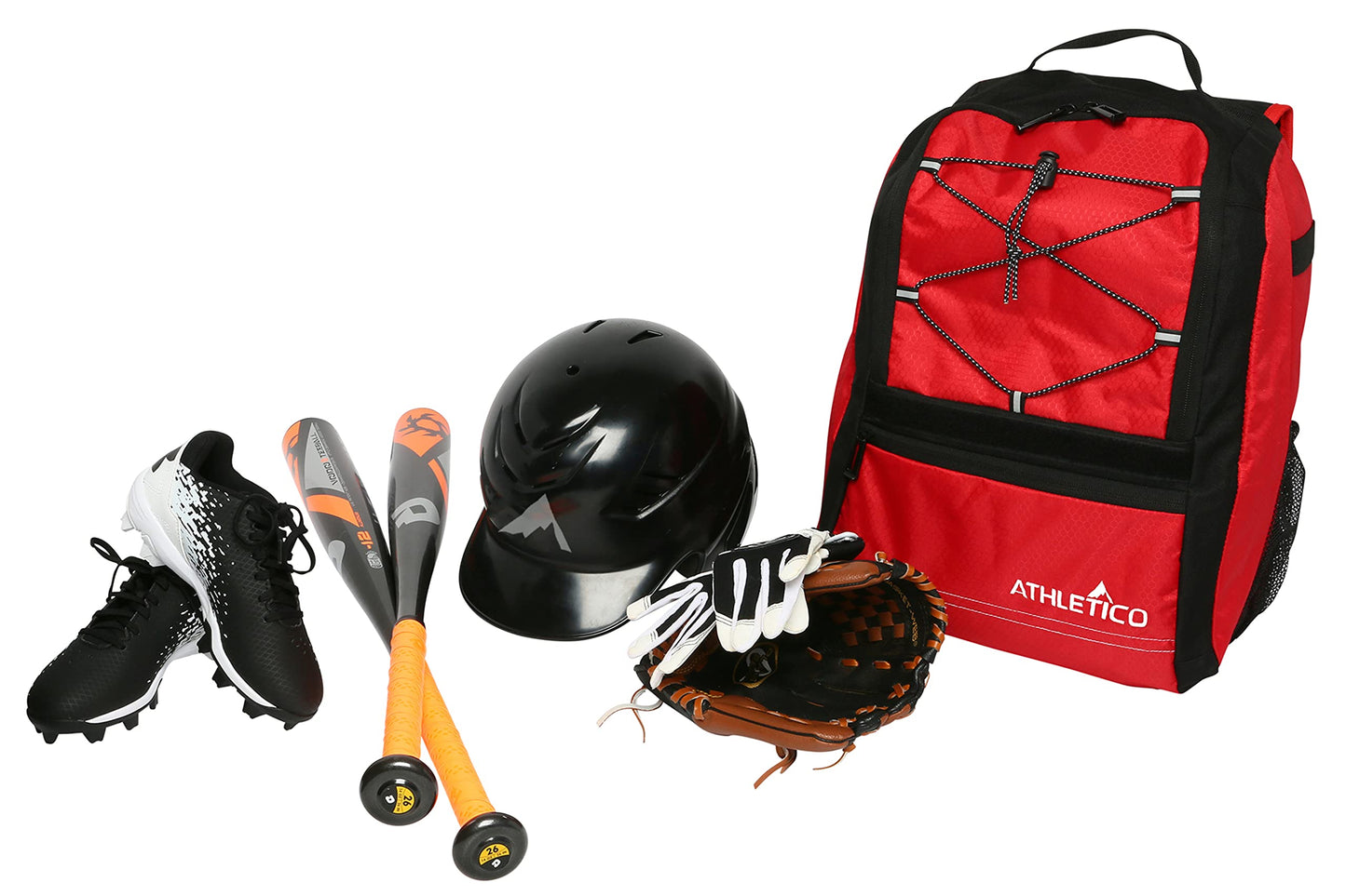 Youth Baseball Bat Bag - Backpack for Baseball, T-Ball & Softball Equipment & Gear | Holds Bat, Helmet, & Glove | Fence Hook (Red) - Opticdeals