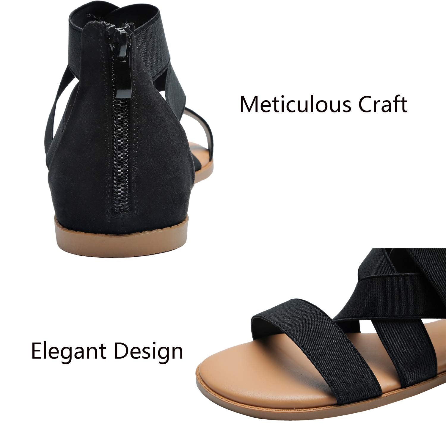 Women's Wide Width Flat Sandals - Open Toe One Band Ankle Strap Flexible Buckle - Opticdeals