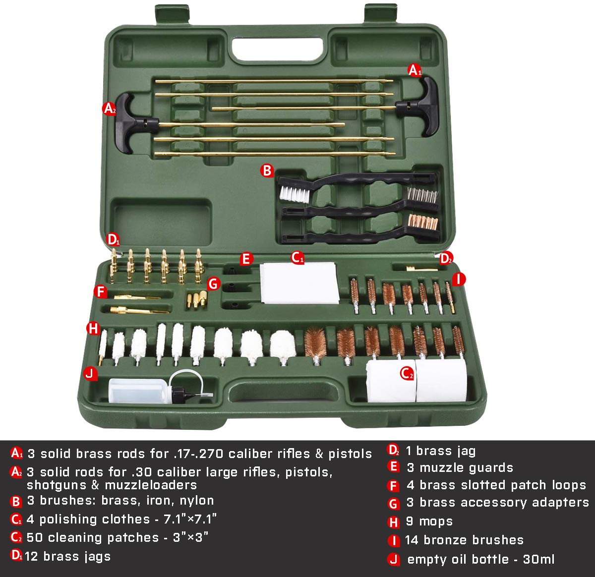 Universal Gun Cleaning Kit With Case - Opticdeals