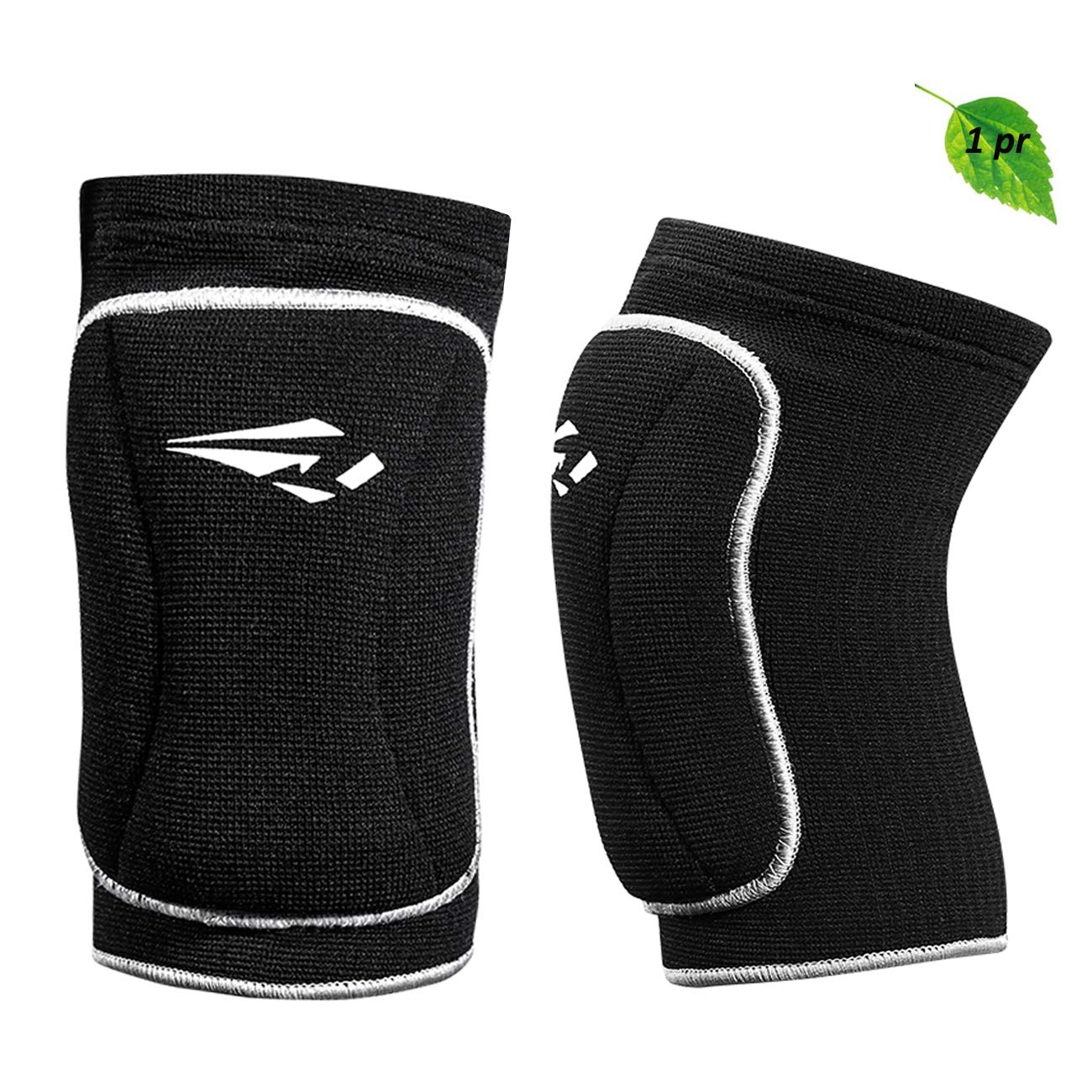 Volleyball Basketball Knee Pads Sz Med with High Shock Absorbing Cushion, Dance Riding Protector Protection for Adult Junior Youth Men Women Boy Girls (black, Middle) - Opticdeals