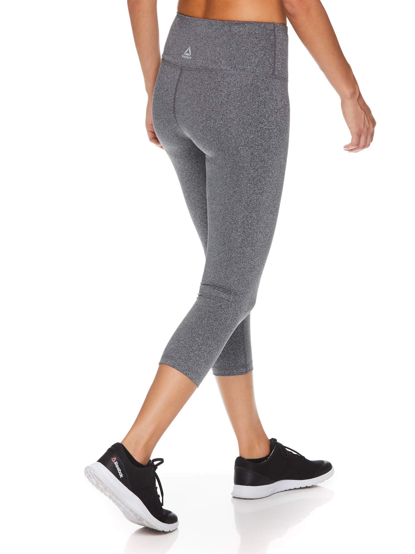 Reebok Women's High Waisted Capri Workout Leggings  Sz  Large Cropped Performance Compression Gym Tights - Light High Rise Charcoal Heather Grey, - Opticdeals