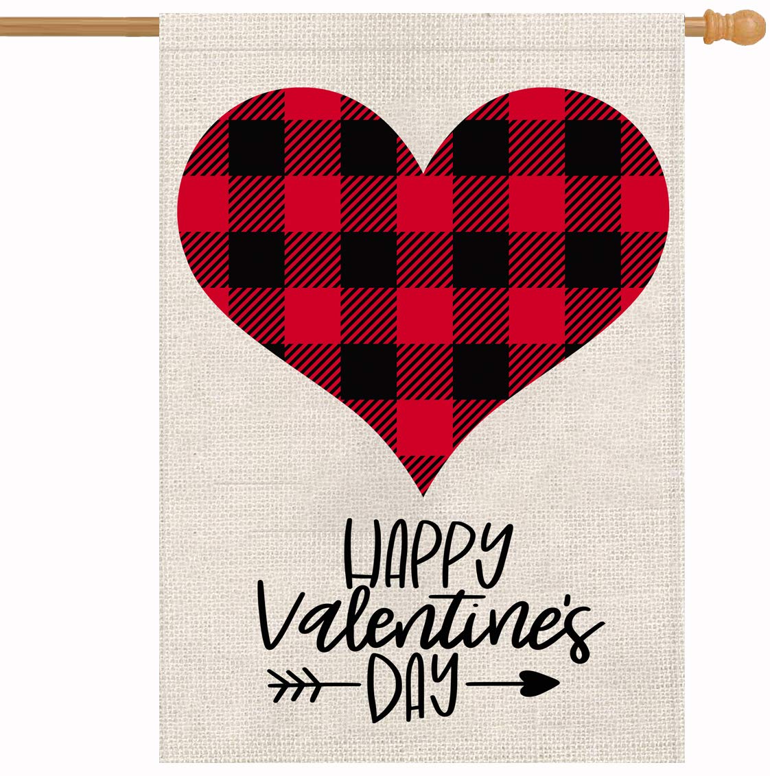 Valentine Buffalo Check Plaid Love Heart Garden Flag  28 x 40 Inch Vertical Outdoor Decorations Double Sided- Happy Valentine's Day Gift Yard Decor Home Decorative - Opticdeals