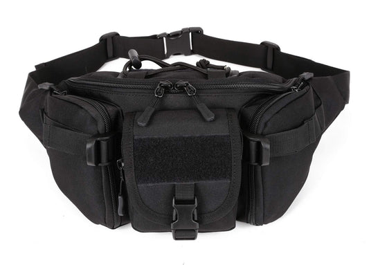 Tactical Waist Pack CREATOR Portable Fanny Pack Outdoor Hiking Travel Large Army Waist Bag Military Waist Pack for Daily Life Cycling Camping Hiking Hunting Fishing Shopping - Black - Opticdeals