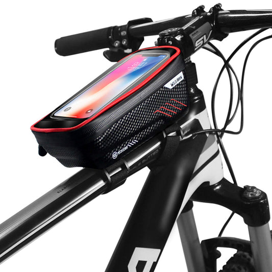 Road Bike Top Tube Frame Bag Bike Tool Bags,Road Bike Kit,Bike Storage Touch Screen,for Mountain Bike,Phone Holder Storage Bag Wheel Bag,Bicycle Handlebar Bag Phone Pouch for Phone below 6.5 in (Red) - Opticdeals