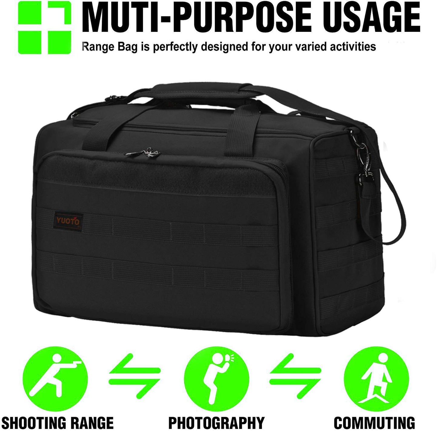 Tactical Pistol Range Bag Gun Ammo Shooting Duffle Bag Black - Opticdeals