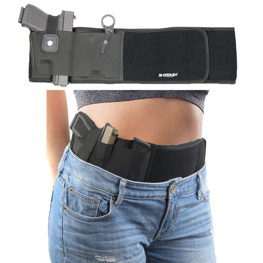 XINGZHE Belly Band Holster - Quick Draw Gun Holster - Neoprene Waist Band Concealed Pistol Carrying System - Elastic Hand Gun Holder for Gun S& W&Shield, Glock 19, 42, 43, Ruger LCP for Men&Women - Opticdeals