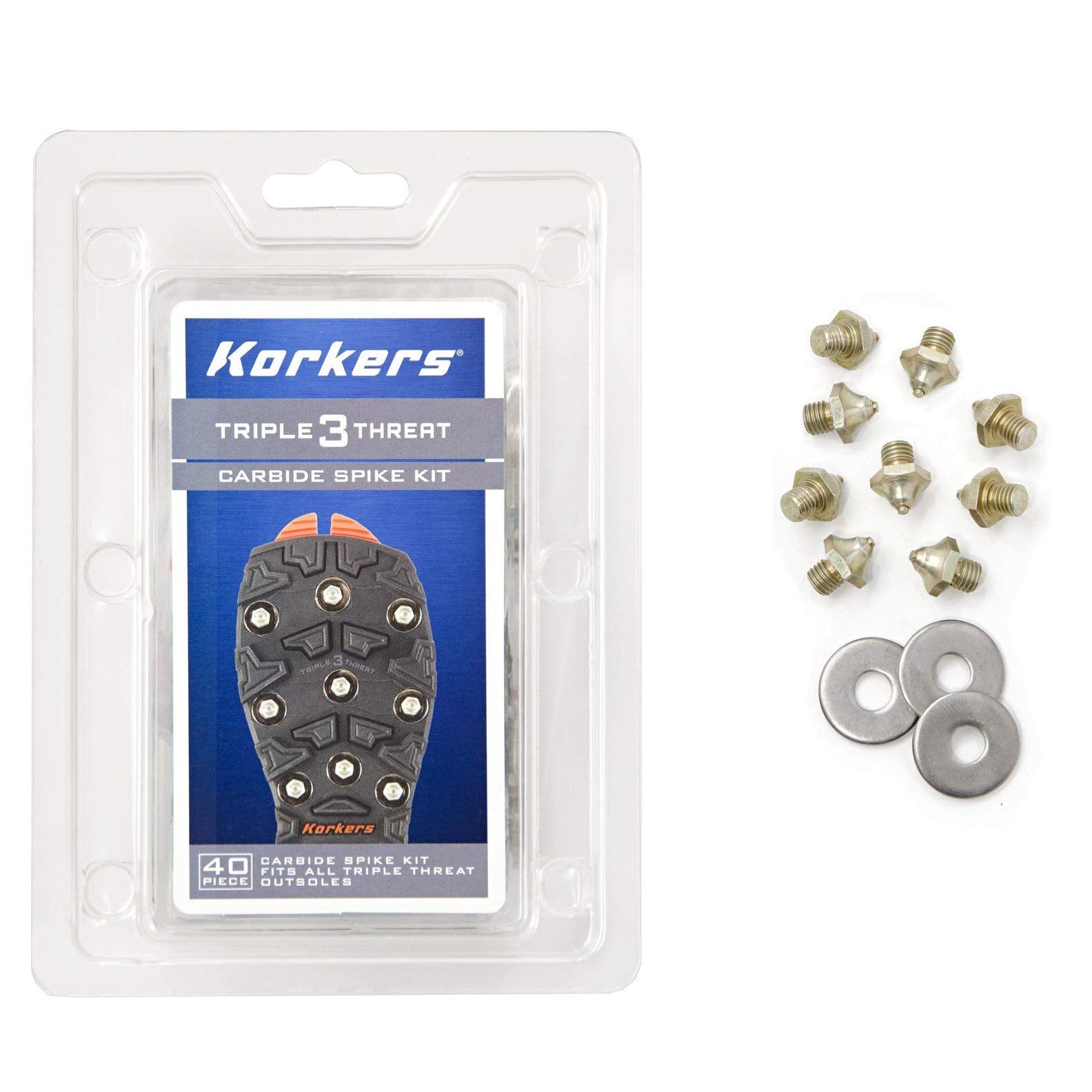 Korkers  Threaded Carbide Spikes with washers - 7 mm - 40 Pack Triple Threat - Opticdeals