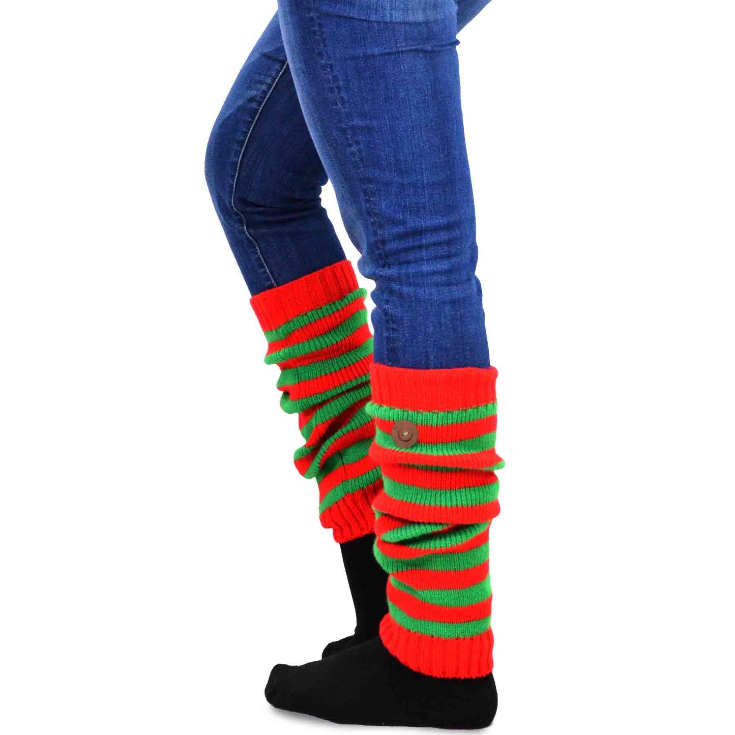 TeeHee Cute Christmas Holiday Winter Leg warmers with Button for Women 3pairs - Opticdeals