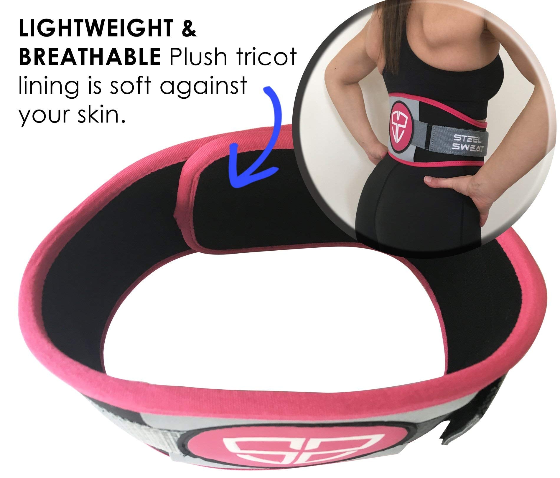 Weight Lifting Belt for Women Pink Medium 6 inch Flexible Lightweight Contoured Belt - Opticdeals