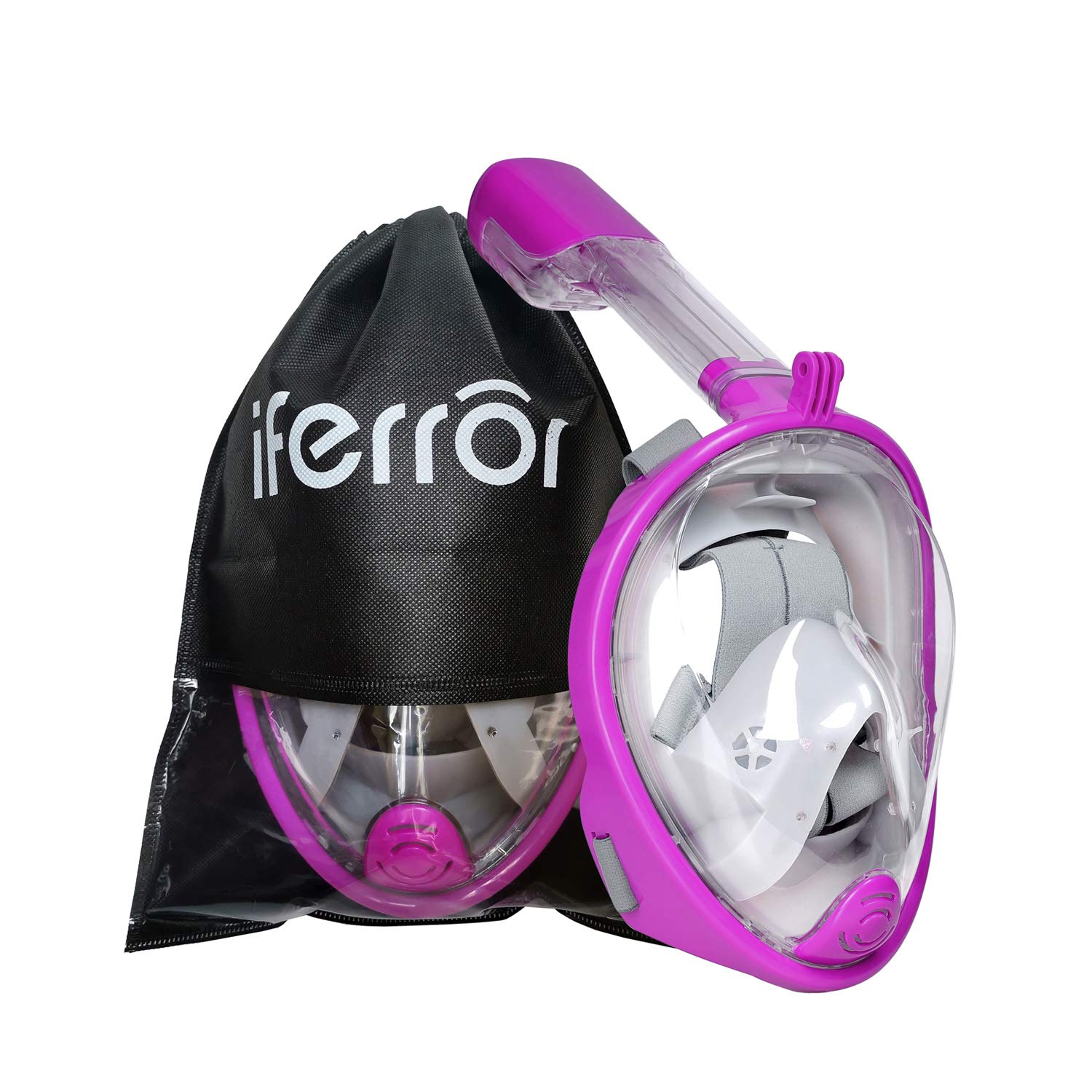 Iferror Full Face Snorkel Mask with Camera Mount, Anti-Leak Anti-Fog, 180 - Opticdeals