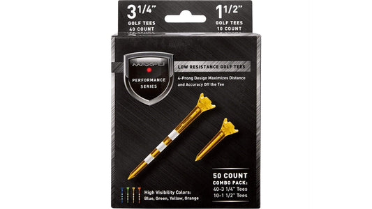 Maxfli Performance Series Low Resistance 3 1/4'' & 1 1/2'' Assorted Golf Tees - 50 Pack - Opticdeals