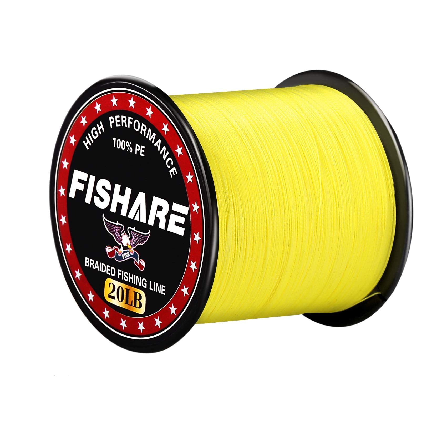 FISHARE 4 Strands Neonyellow Braided Fishing Line - 500YD,20LB - Opticdeals