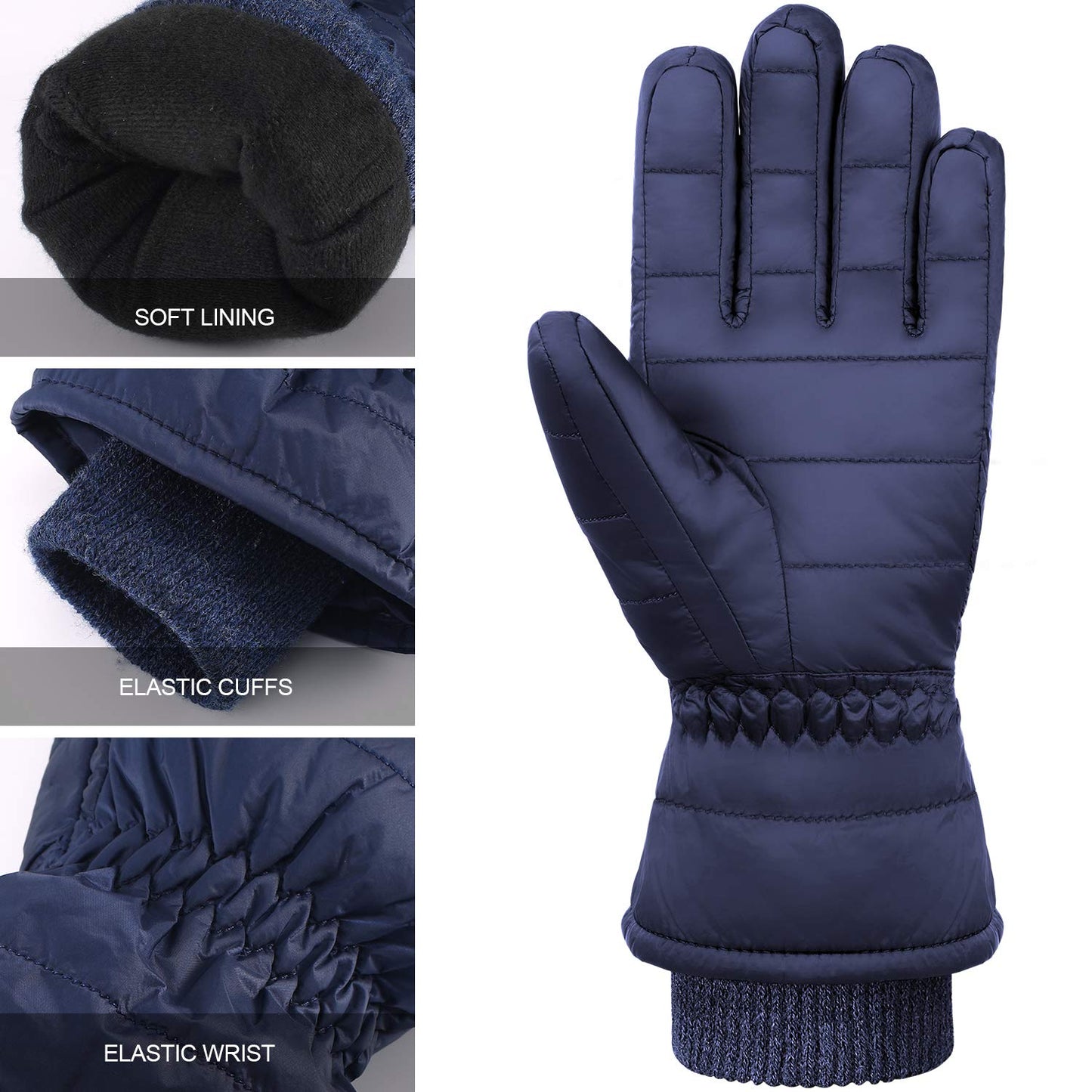 Andake 90% Duck Down Mittens Gloves For Men -20℉ Cold Weather Warm Winter Snow Gloves For Walking Jogging Work Outdoor (Small/Medium, BLUE-1) - Opticdeals