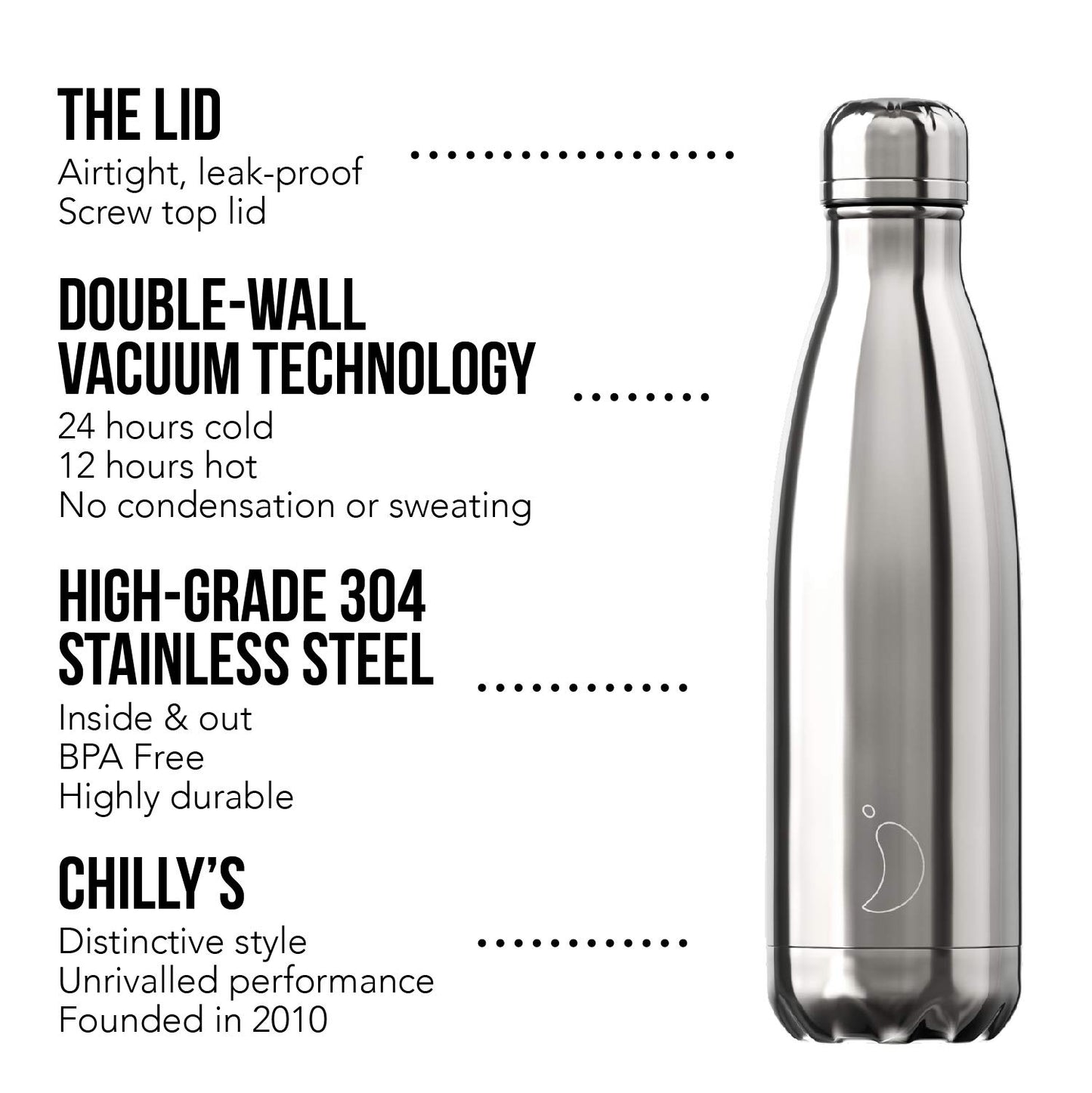 Chilly's Water Bottle | Stainless Steel and Reusable | Leak Proof, Sweat Free | Pastel Green | 260ml - Opticdeals