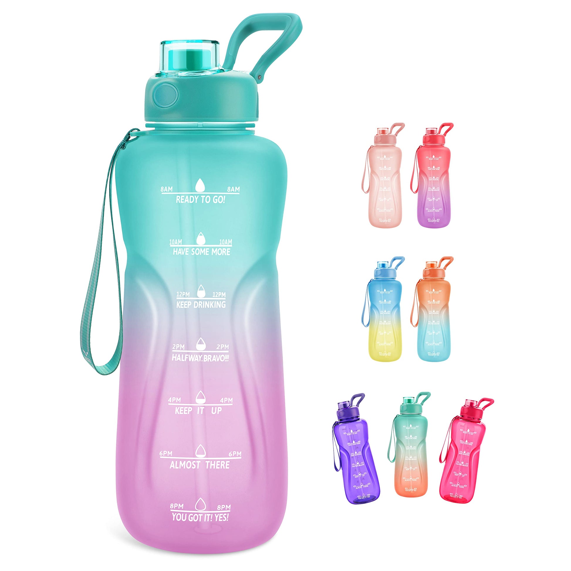 64oz Water Bottle with Straw and Dual Handle, Leakproof Tritan BPA Free Water - Opticdeals