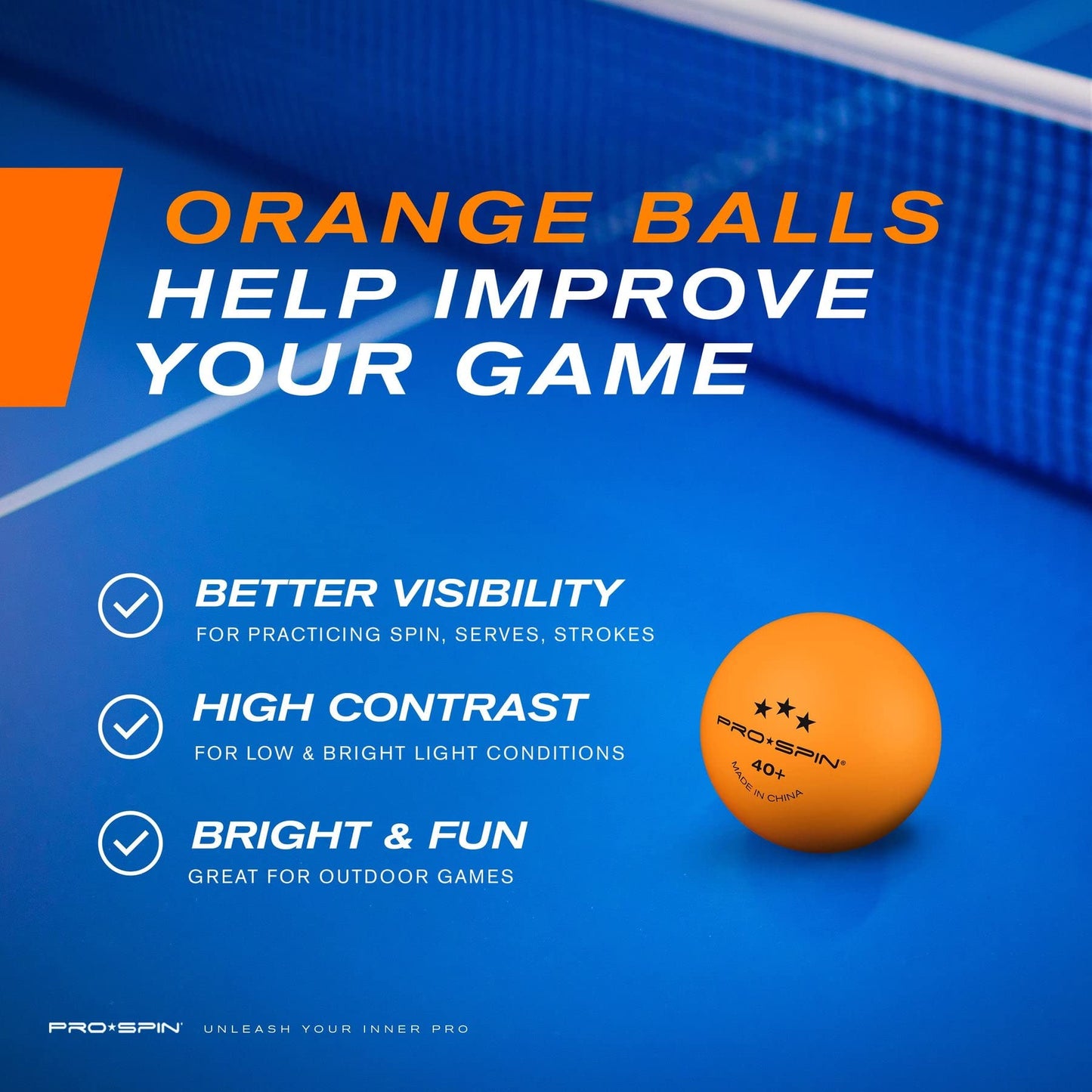 PRO SPIN Ping Pong Balls - Orange 3-Star 40+ Table Tennis Balls (Pack of 24) | - Opticdeals