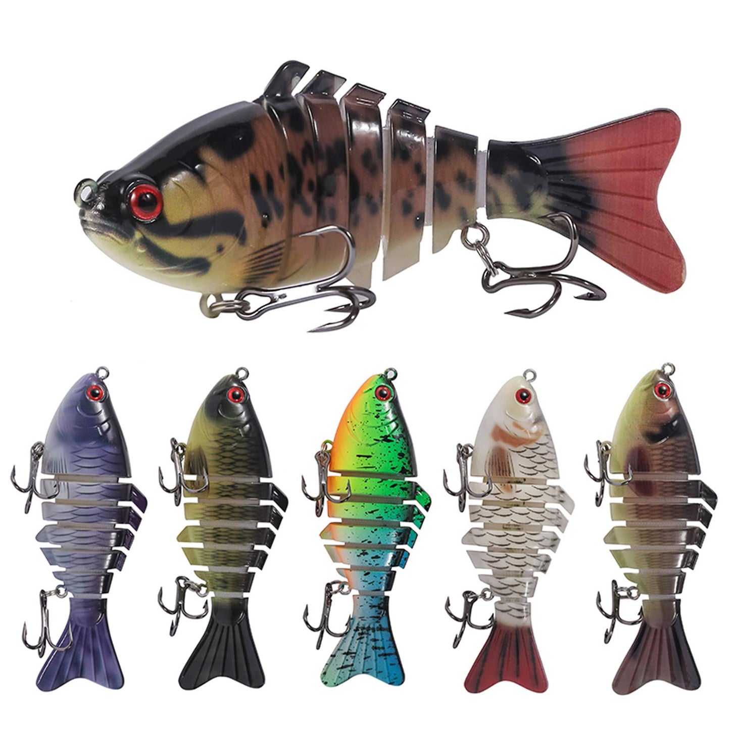 5 Pcs Bionic Fishing Lures - Multi Jointed Fish Lures - Suitable for Salt & - Opticdeals