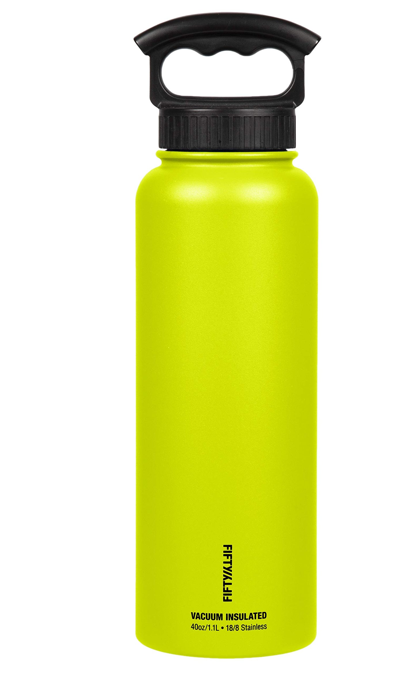 FIFTY-FIFTY Sport Water Bottle, 3 Finger Wide Mouth Cap, 18 oz/530mL, Lime Green - Opticdeals