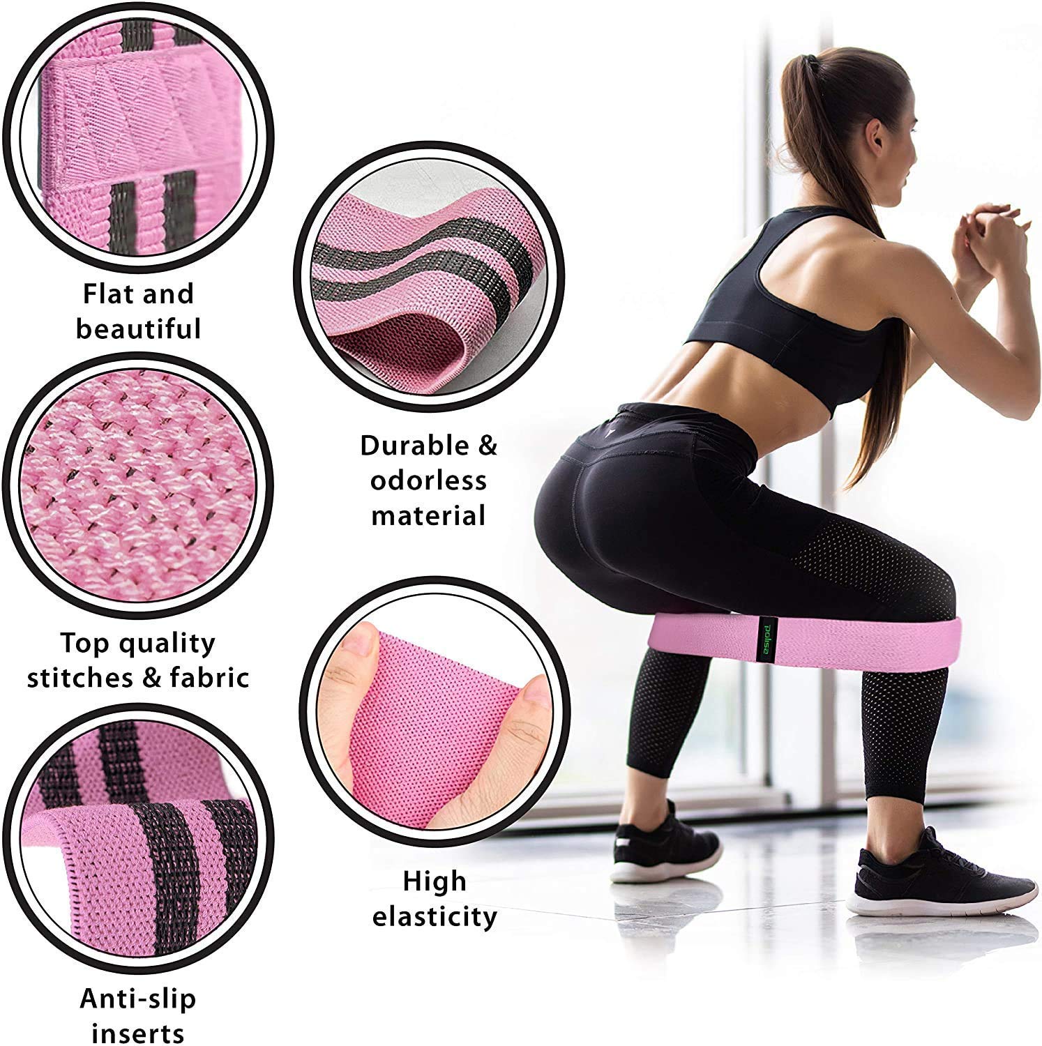 Resistance Exercise Bands for Legs and Butt | Workout Bands Booty Bands Glute Bands Loop | Non Slip Wide Elastic Stretch Circle Hip Bands for Sports Fitness Training Bands for Women - Opticdeals