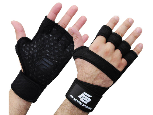 Fit Active Sports RX1 Weight Lifting Gloves Sz Small for Workout, Gym Cross Training - Pull Ups, Kettlebells, Deadlifts, Weightlifting - Men & Women - More Grip, More Reps (Black, Small) - Opticdeals