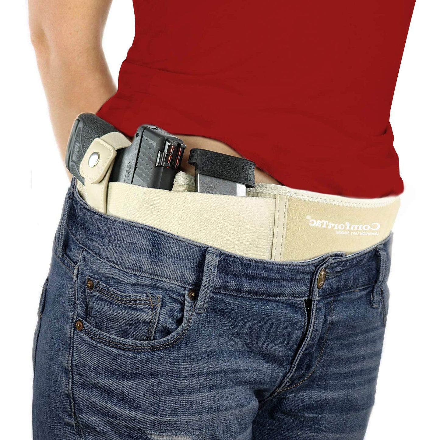 ComfortTac Gun Holster Ultimate Belly Band  Nude, M, Right Deep Concealment Edition - Opticdeals