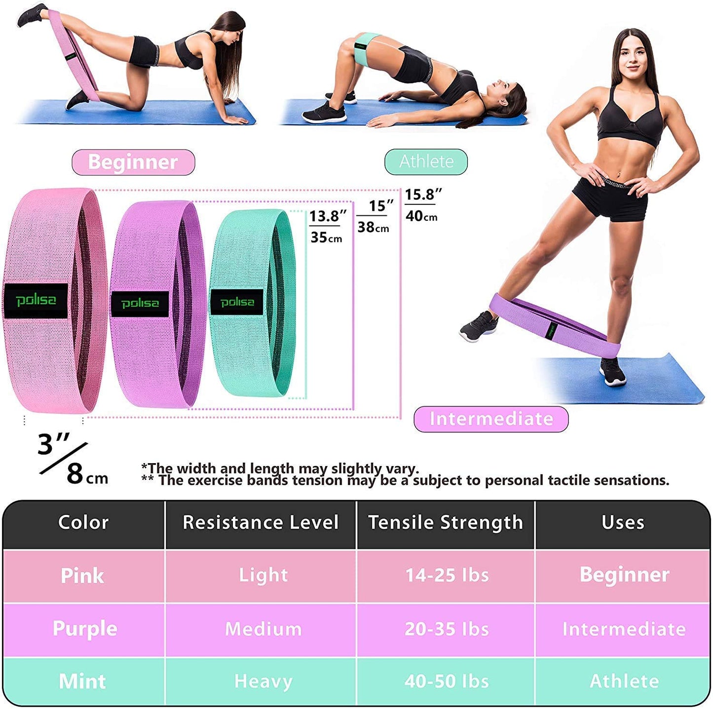 Resistance Exercise Bands for Legs and Butt | Workout Bands Booty Bands Glute Bands Loop | Non Slip Wide Elastic Stretch Circle Hip Bands for Sports Fitness Training Bands for Women - Opticdeals