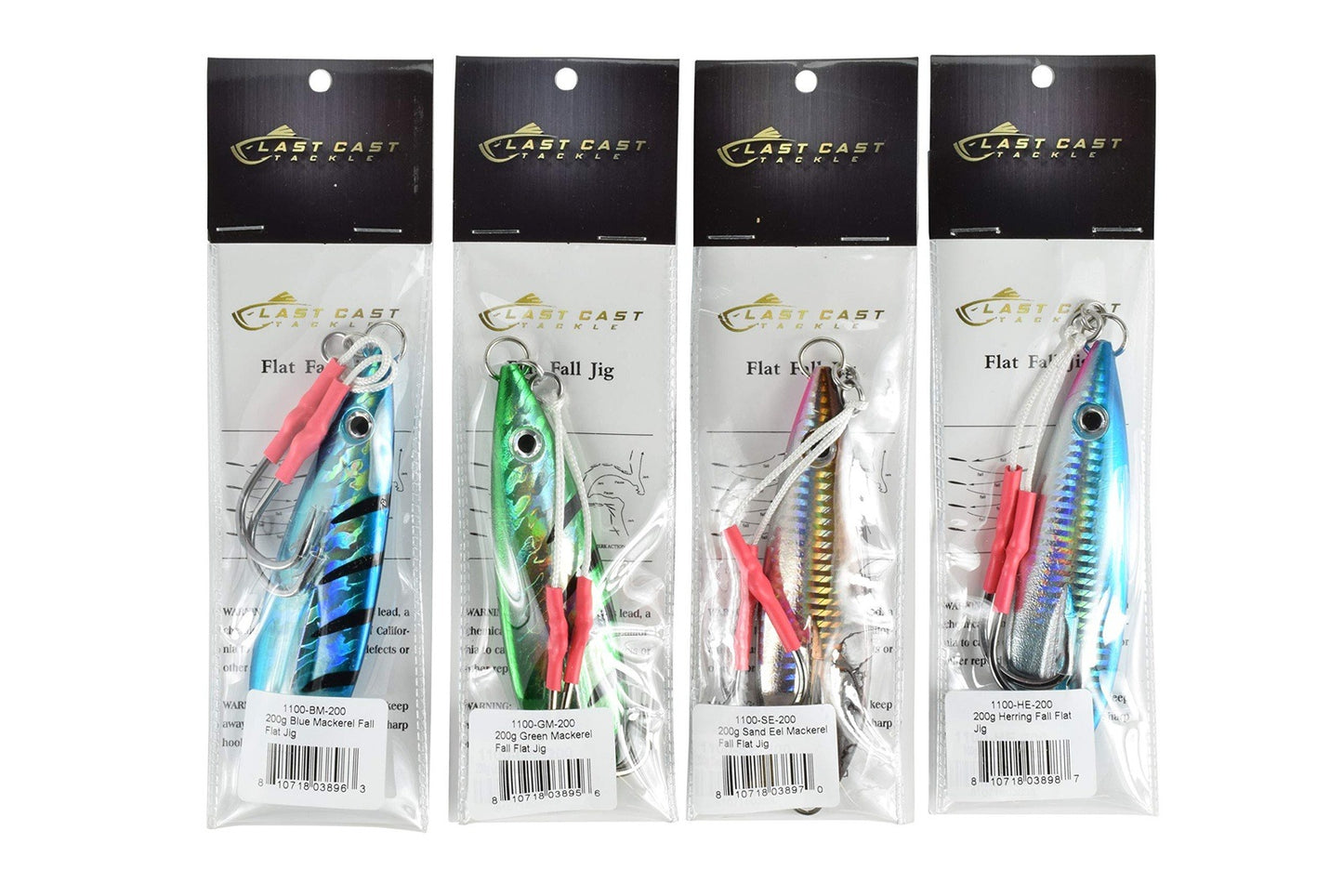 LAST CAST TACKLE 80g-250g Flat Fall Jig W/Double Assist Hook - 4 Colors & 5 Weights to Choose from (Herring, 160g) - Opticdeals